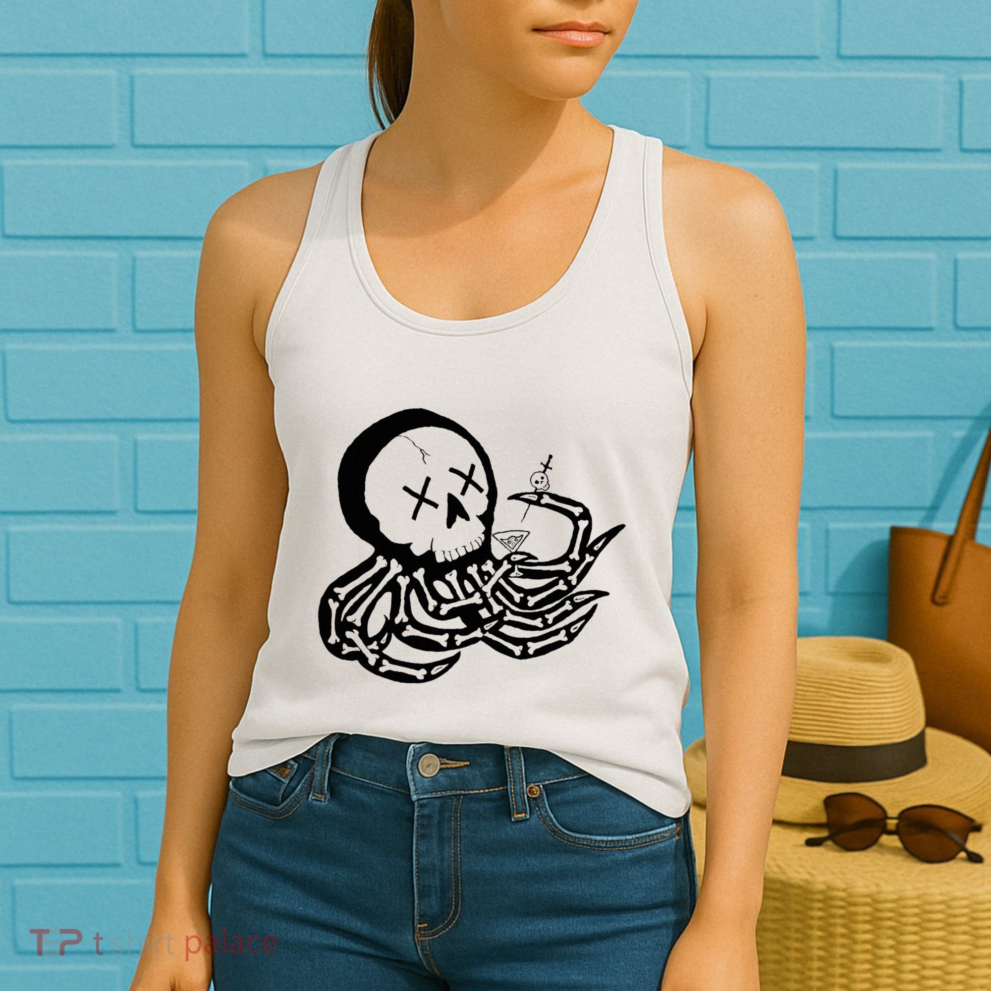 Punk Rock Skeleton Octopus Women's Tank Top