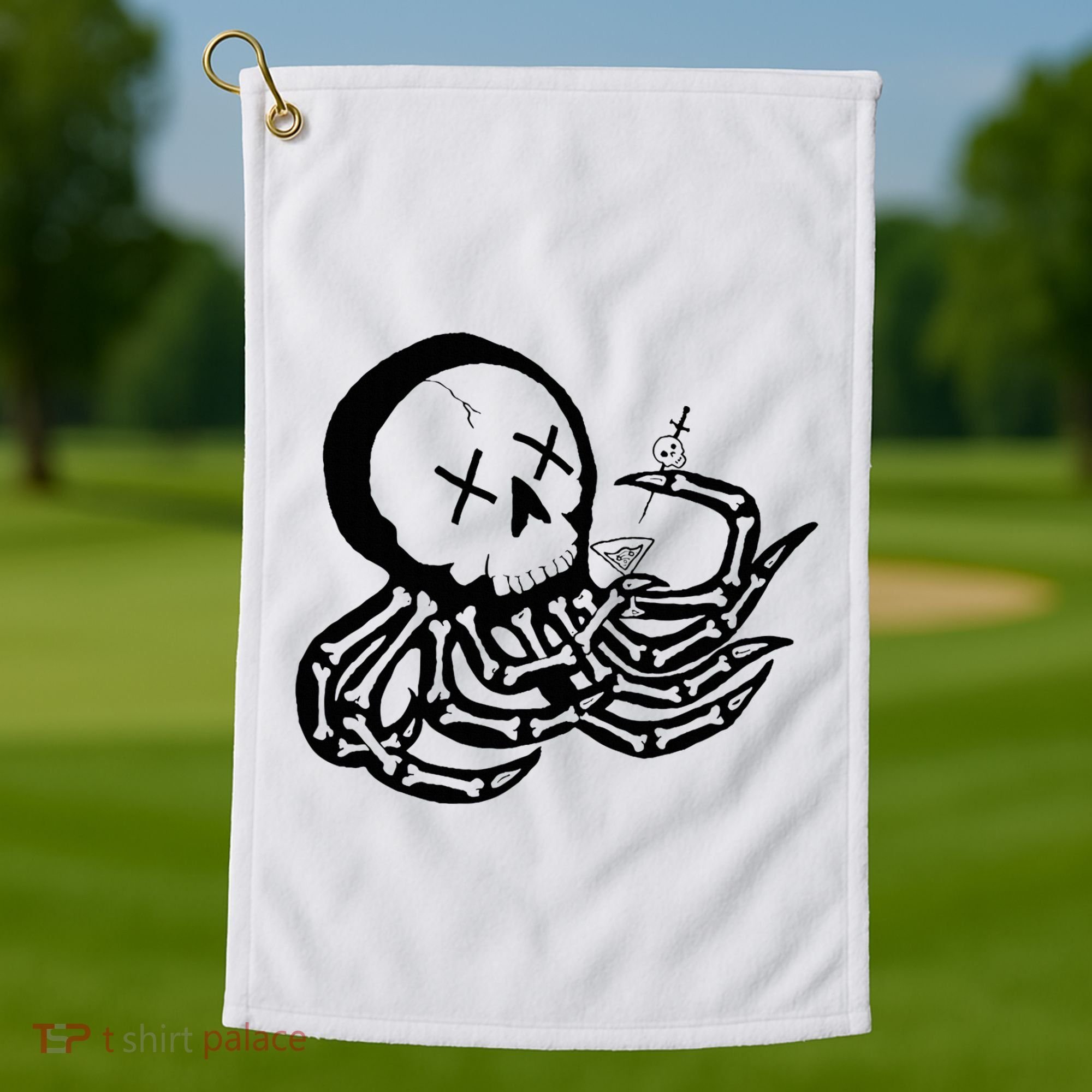 Punk Rock Skeleton Octopus Golf Towel