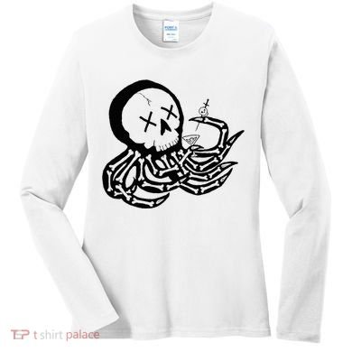 Punk Rock Skeleton Octopus Women's Long Sleeve Shirt