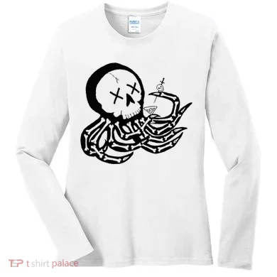 Punk Rock Skeleton Octopus Women's Long Sleeve Shirt