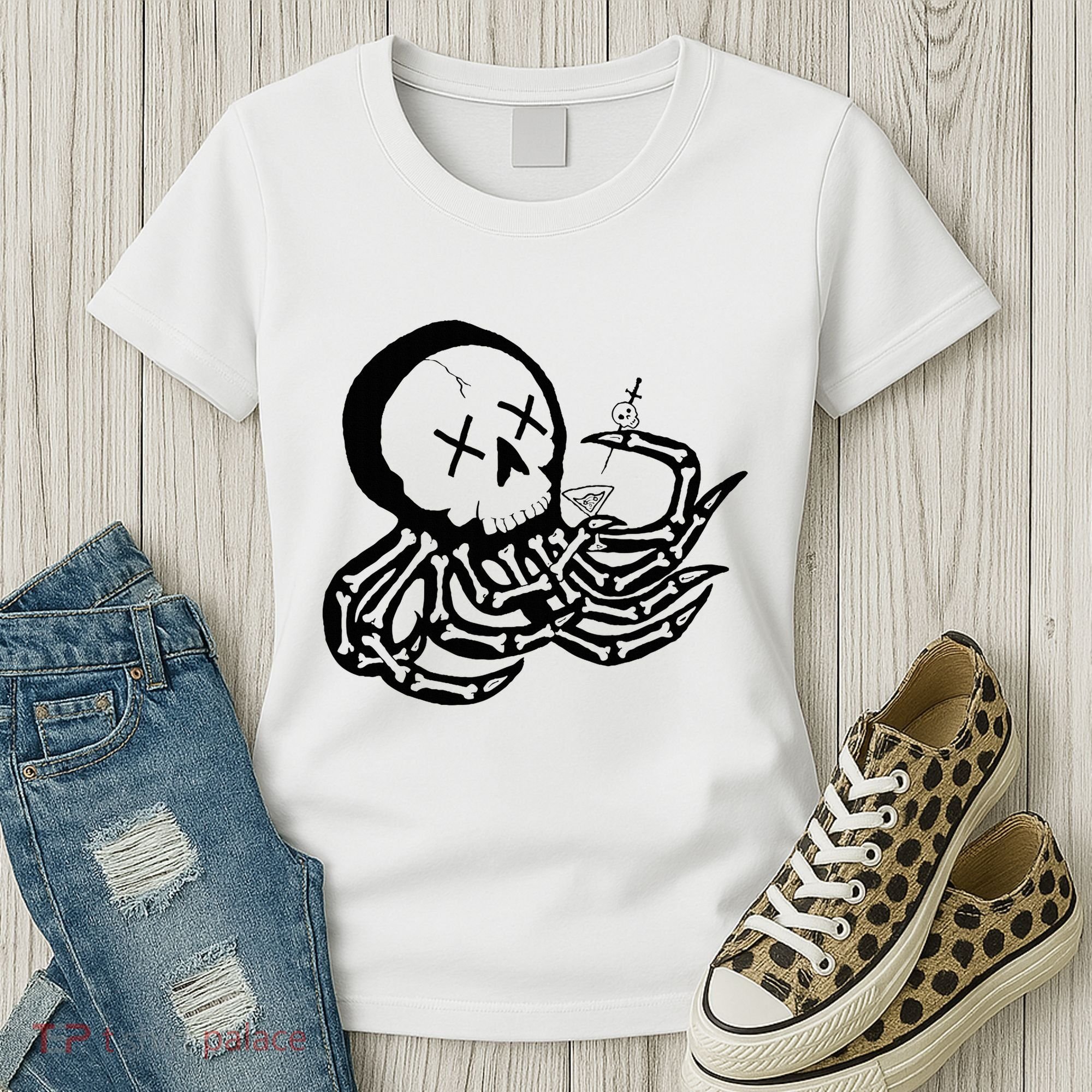 Punk Rock Skeleton Octopus Women's T-Shirt