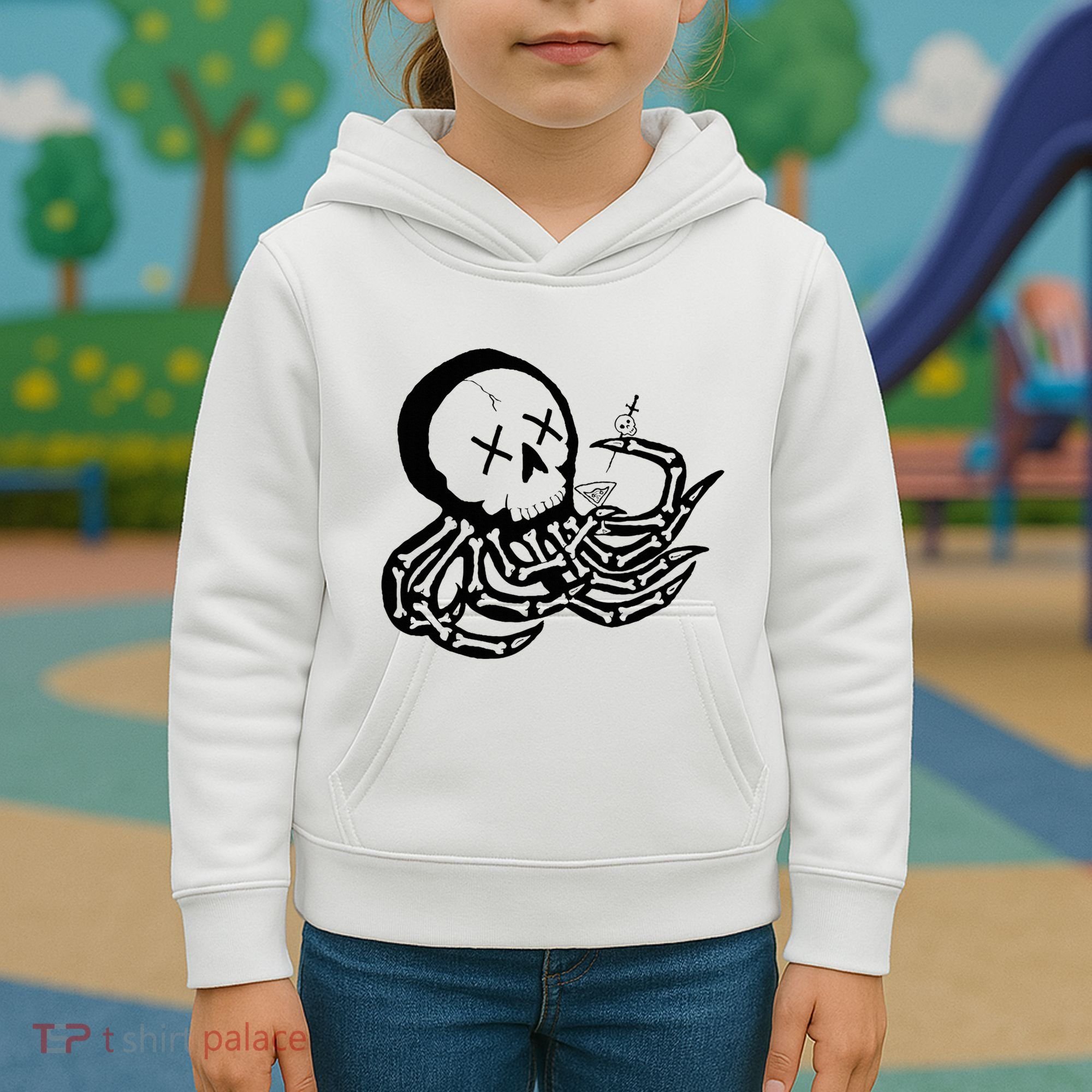 Punk Rock Skeleton Octopus Kids Hoodie