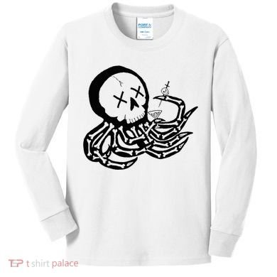 Punk Rock Skeleton Octopus Kids Long Sleeve Shirt