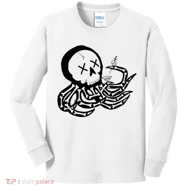 Punk Rock Skeleton Octopus Kids Long Sleeve Shirt