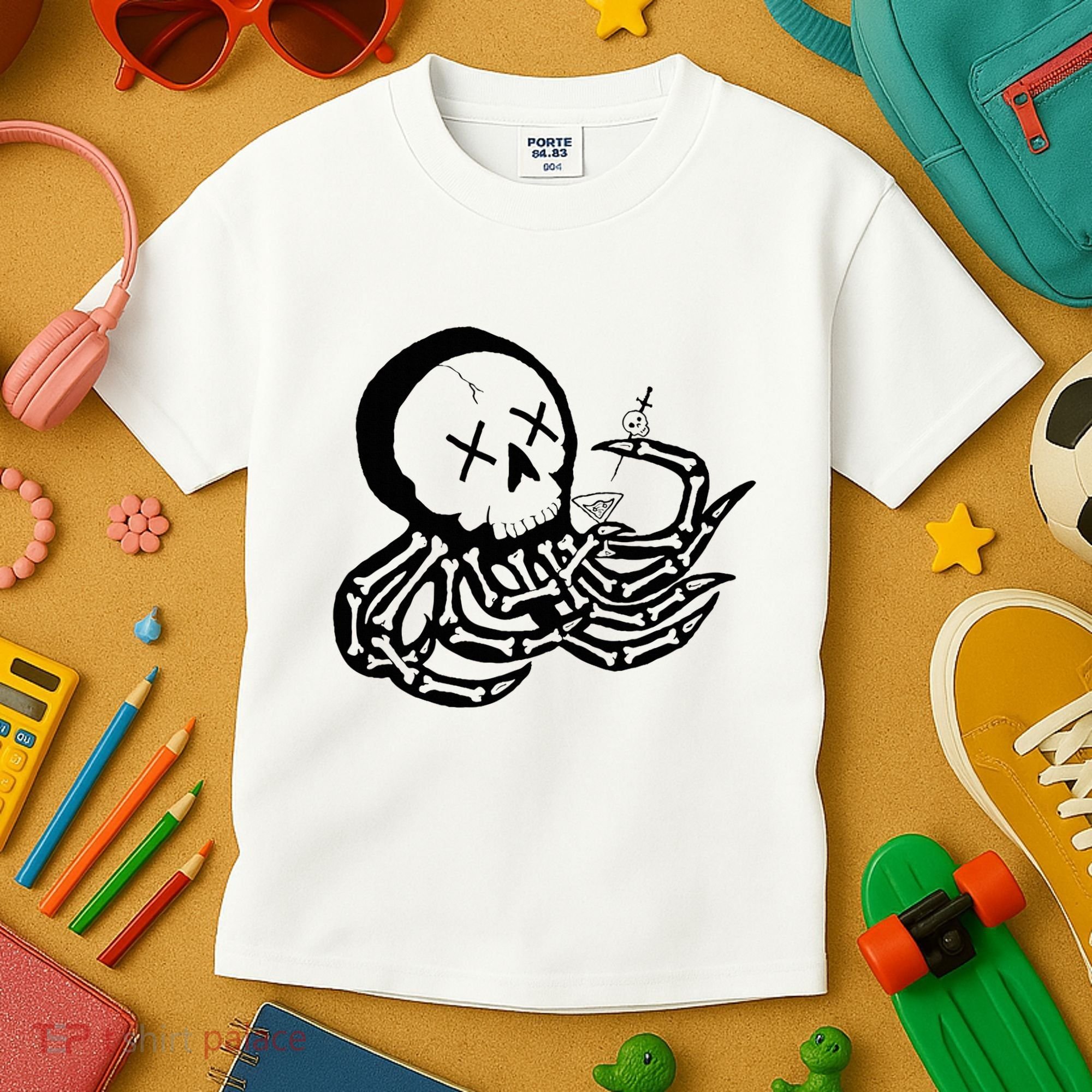 Punk Rock Skeleton Octopus Kids T-Shirt