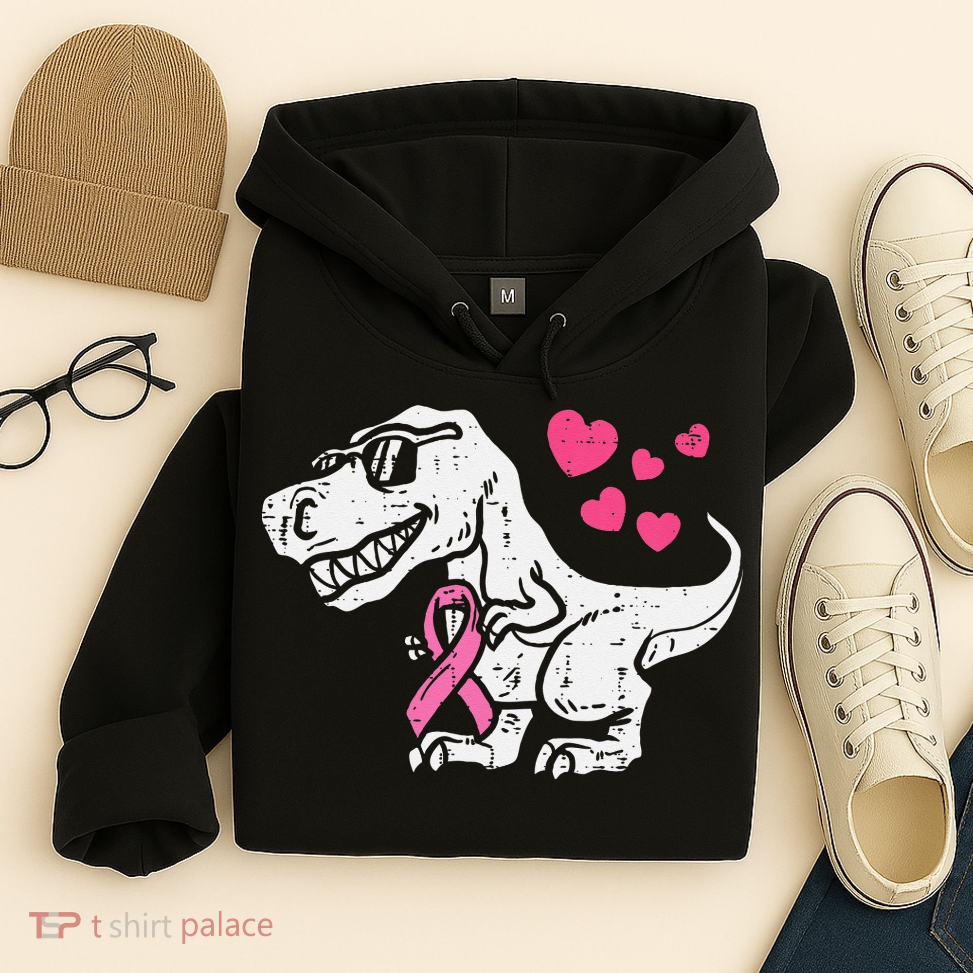 Pink Ribbon TRex Breast Cancer Awareness Hoodie