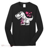 Pink Ribbon TRex Breast Cancer Awareness Long Sleeve Shirt thumb 0