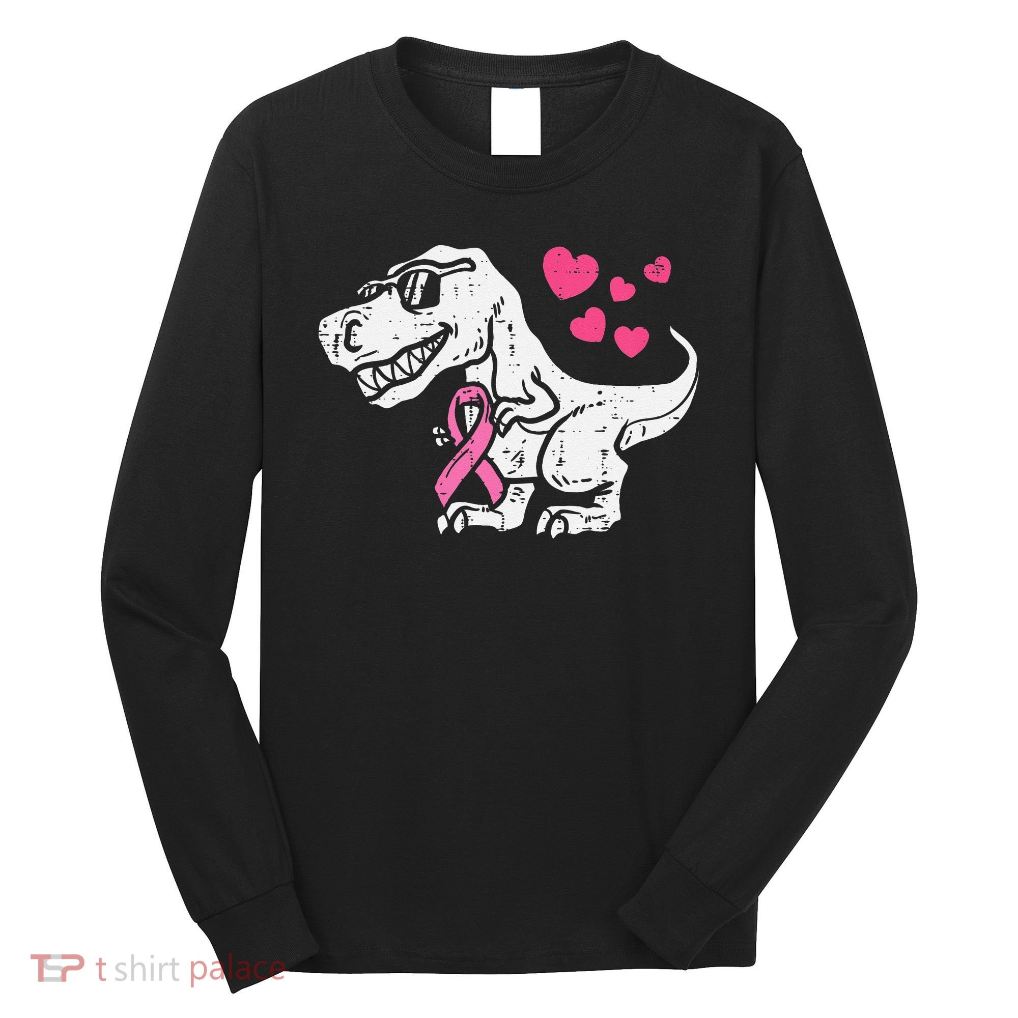 Pink Ribbon TRex Breast Cancer Awareness Long Sleeve Shirt