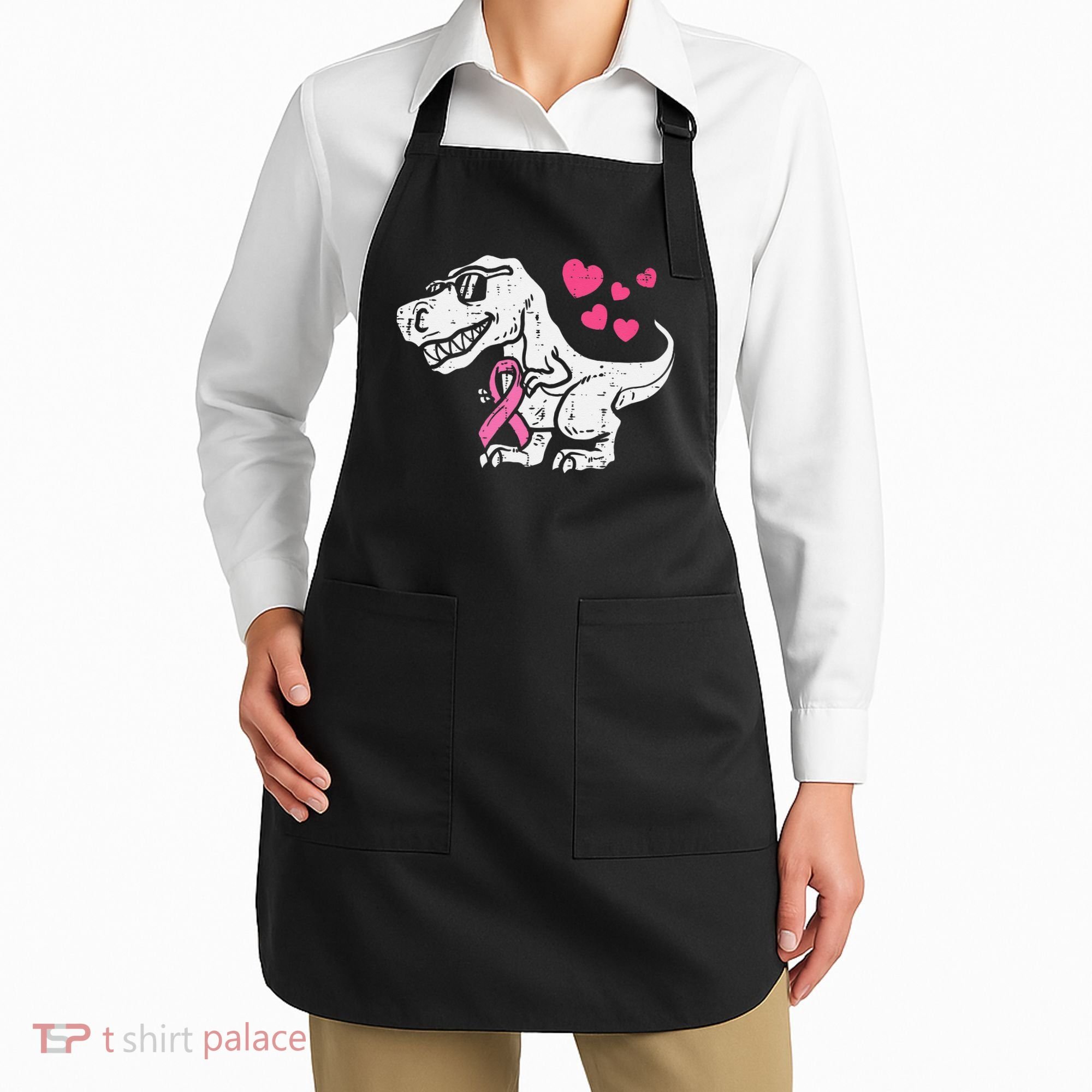 Pink Ribbon TRex Breast Cancer Awareness Apron