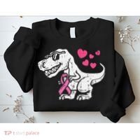 Pink Ribbon TRex Breast Cancer Awareness Sweatshirt thumb 2
