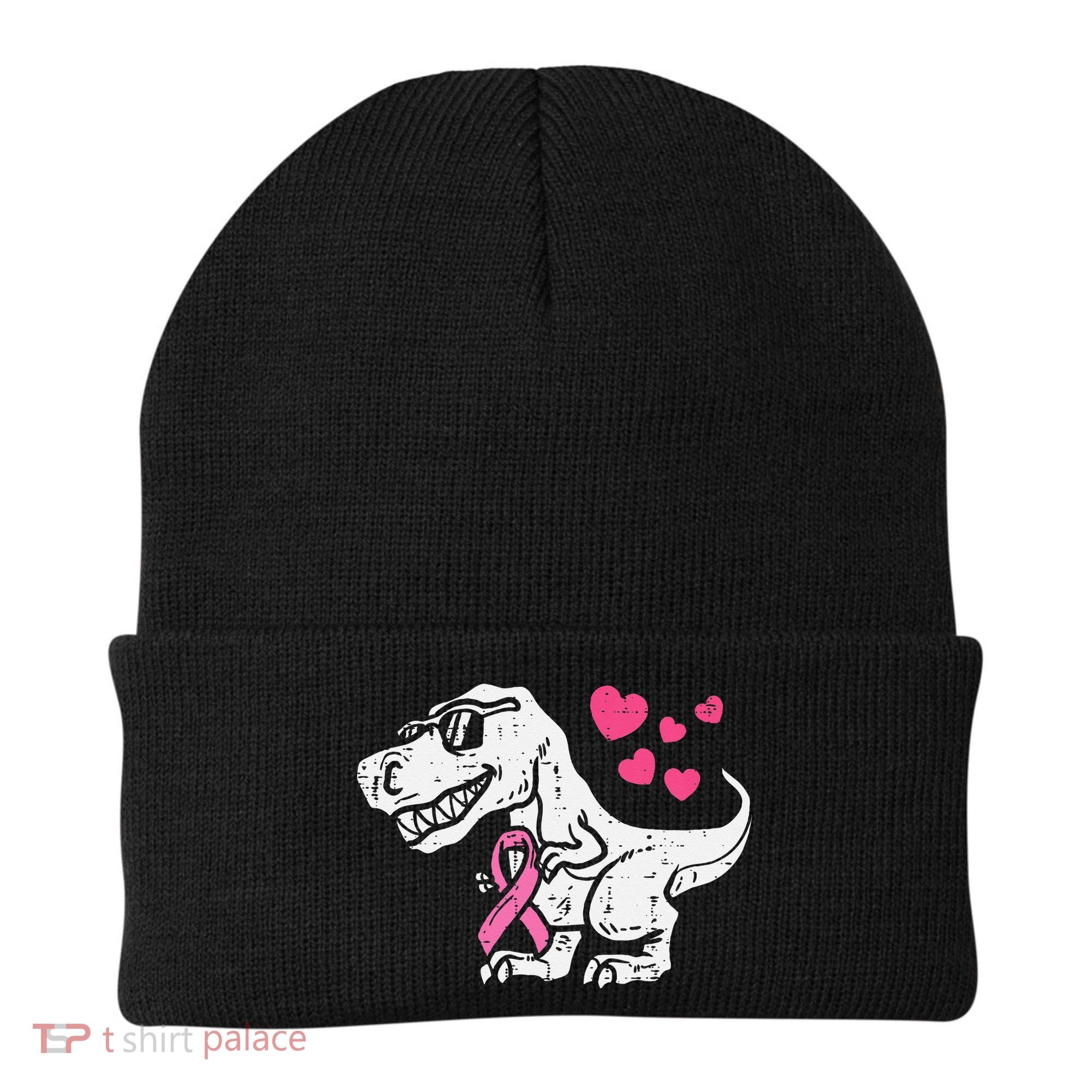 Pink Ribbon TRex Breast Cancer Awareness Beanie