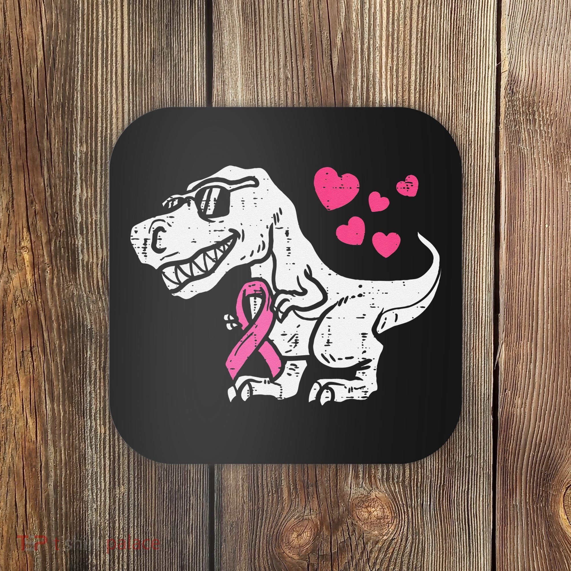 Pink Ribbon TRex Breast Cancer Awareness Coaster