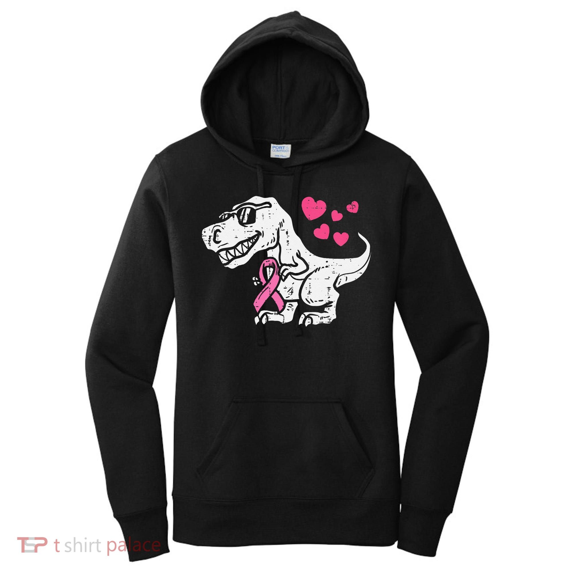 Pink Ribbon TRex Breast Cancer Awareness Women's Hoodie