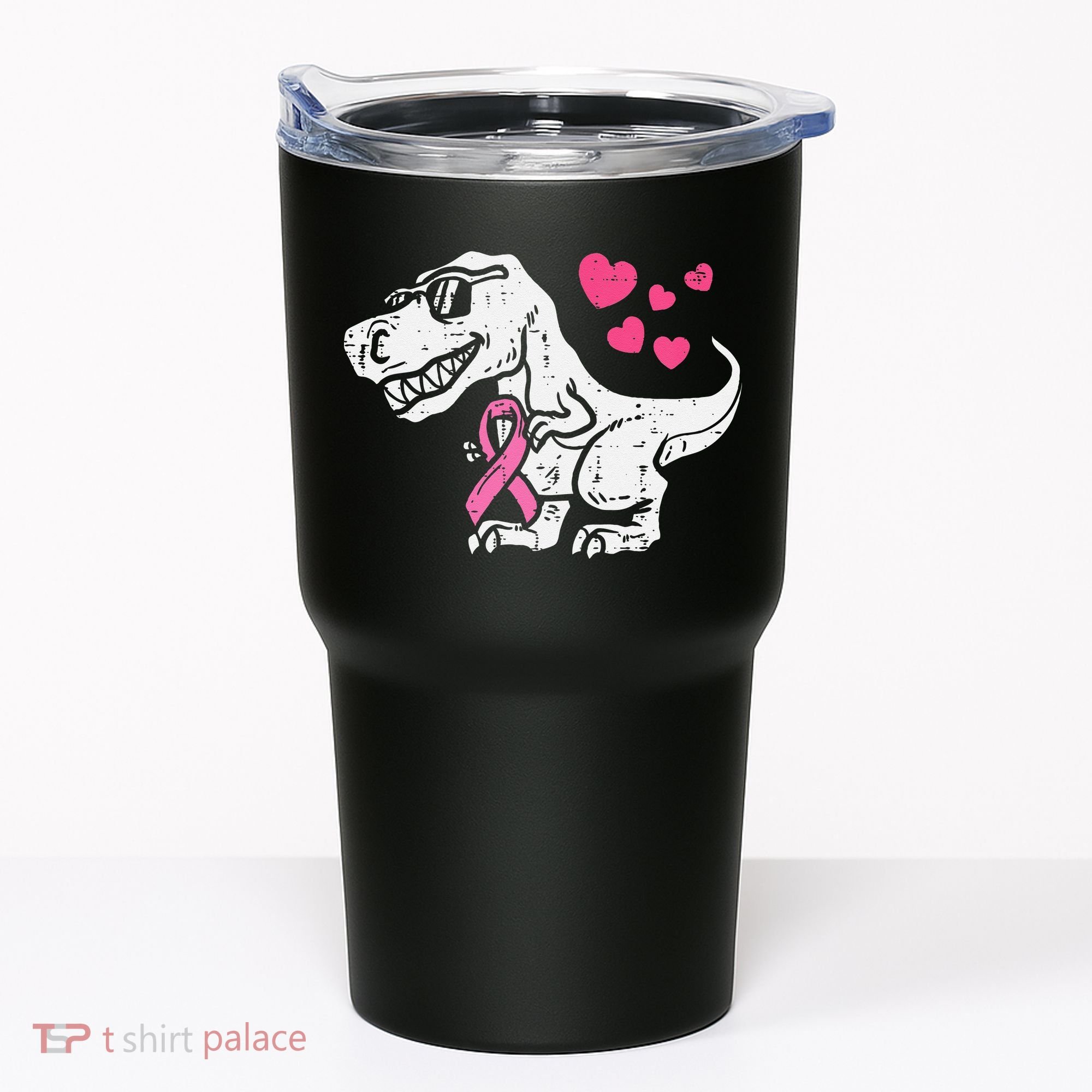 Pink Ribbon TRex Breast Cancer Awareness Tumbler