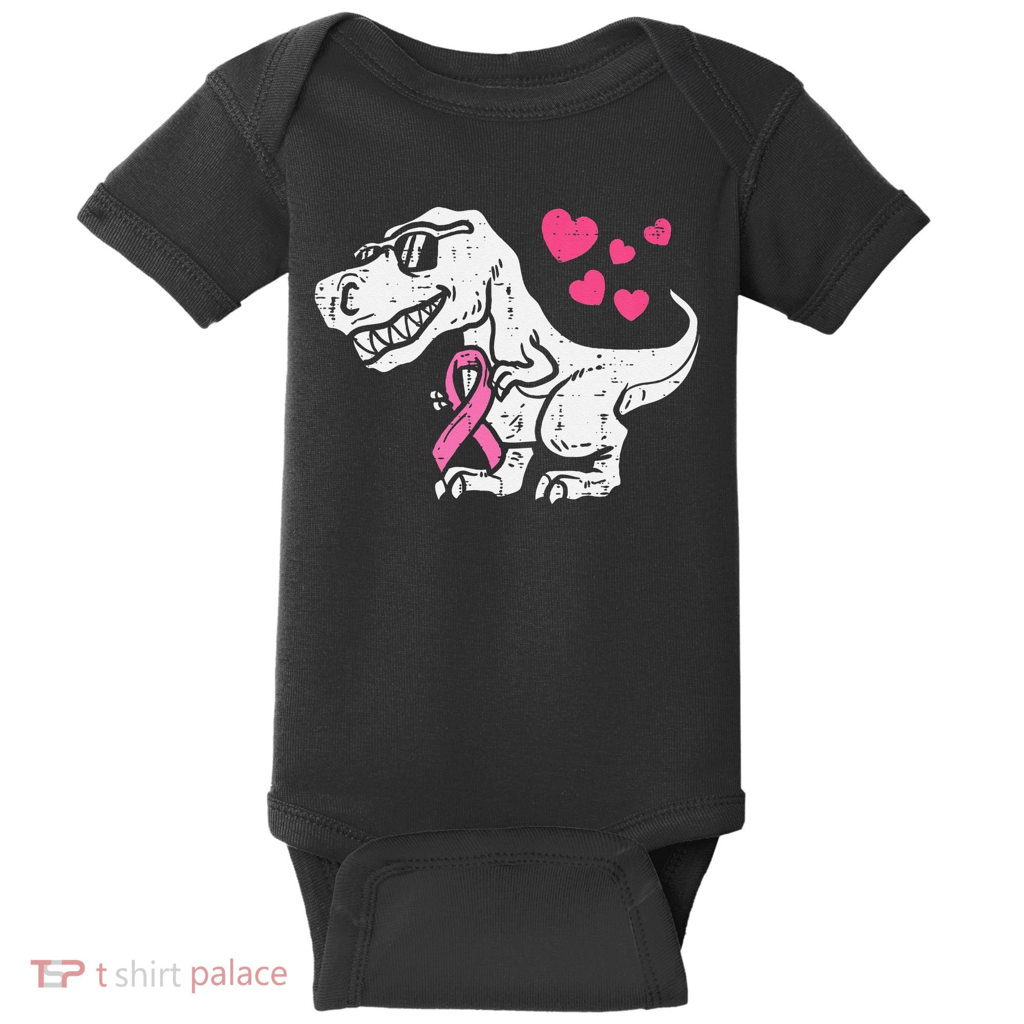 Pink Ribbon TRex Breast Cancer Awareness Baby Bodysuit