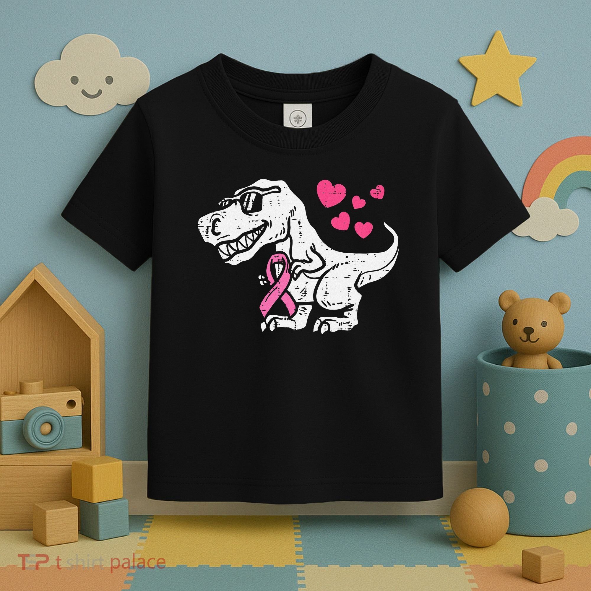 Pink Ribbon TRex Breast Cancer Awareness Toddler T-Shirt