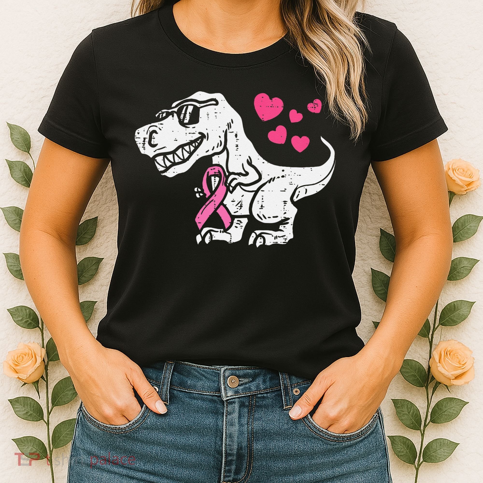 Pink Ribbon TRex Breast Cancer Awareness Women's T-Shirt