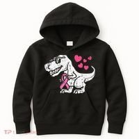 Pink Ribbon TRex Breast Cancer Awareness Kids Hoodie thumb 0