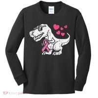 Pink Ribbon TRex Breast Cancer Awareness Kids Long Sleeve Shirt thumb 0