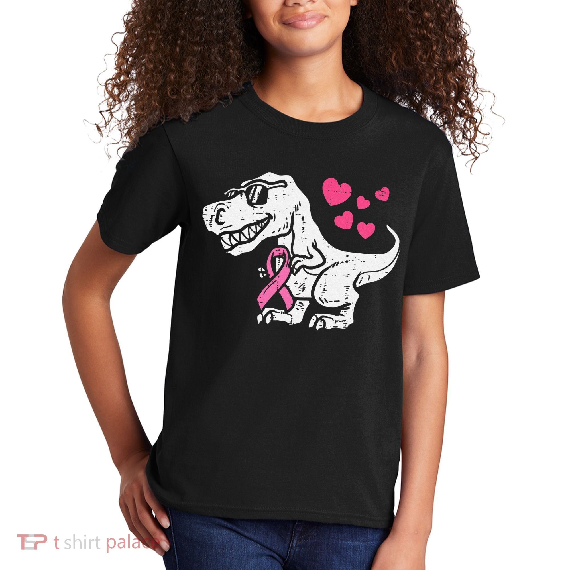 Pink Ribbon TRex Breast Cancer Awareness Kids T-Shirt