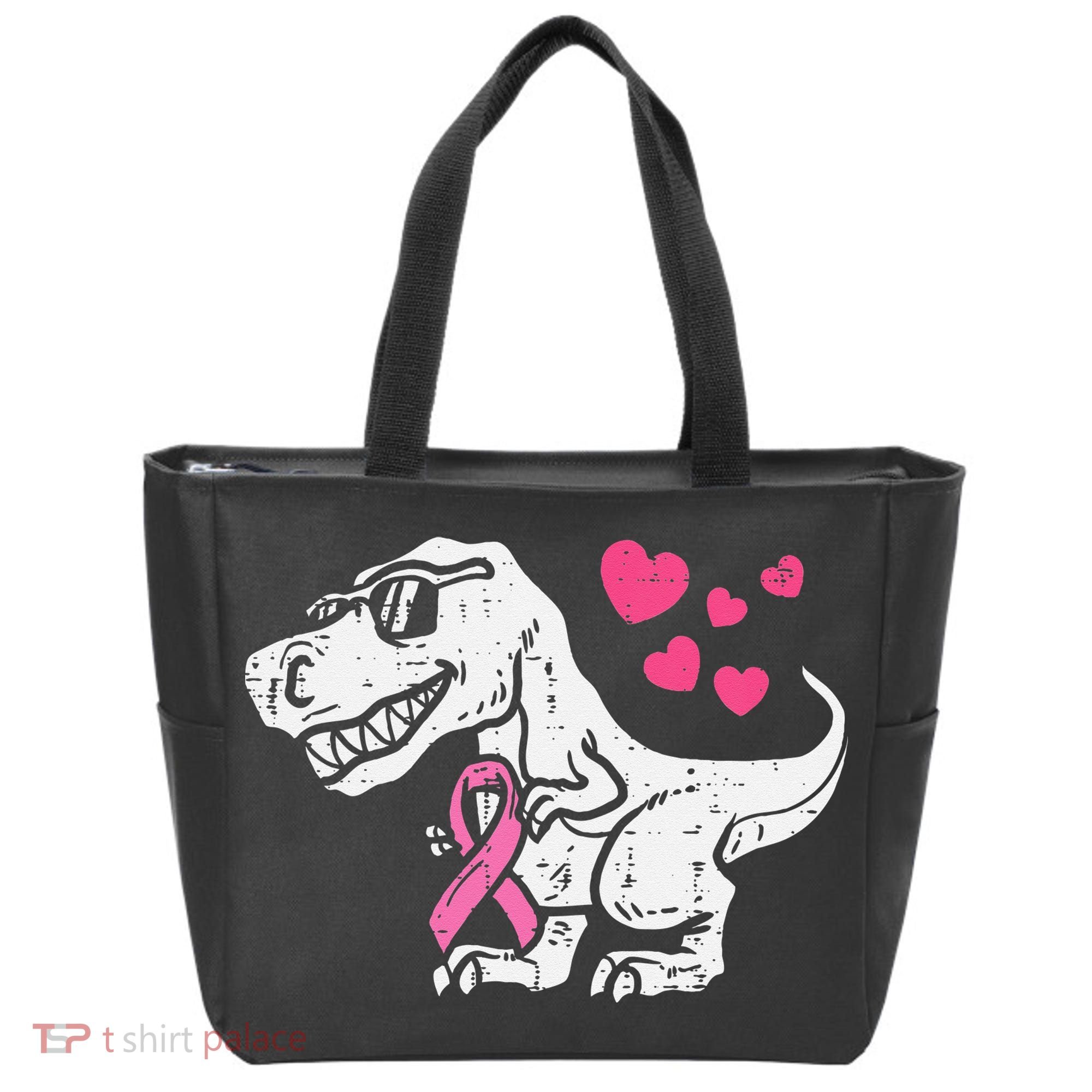 Pink Ribbon TRex Breast Cancer Awareness Tote Bag