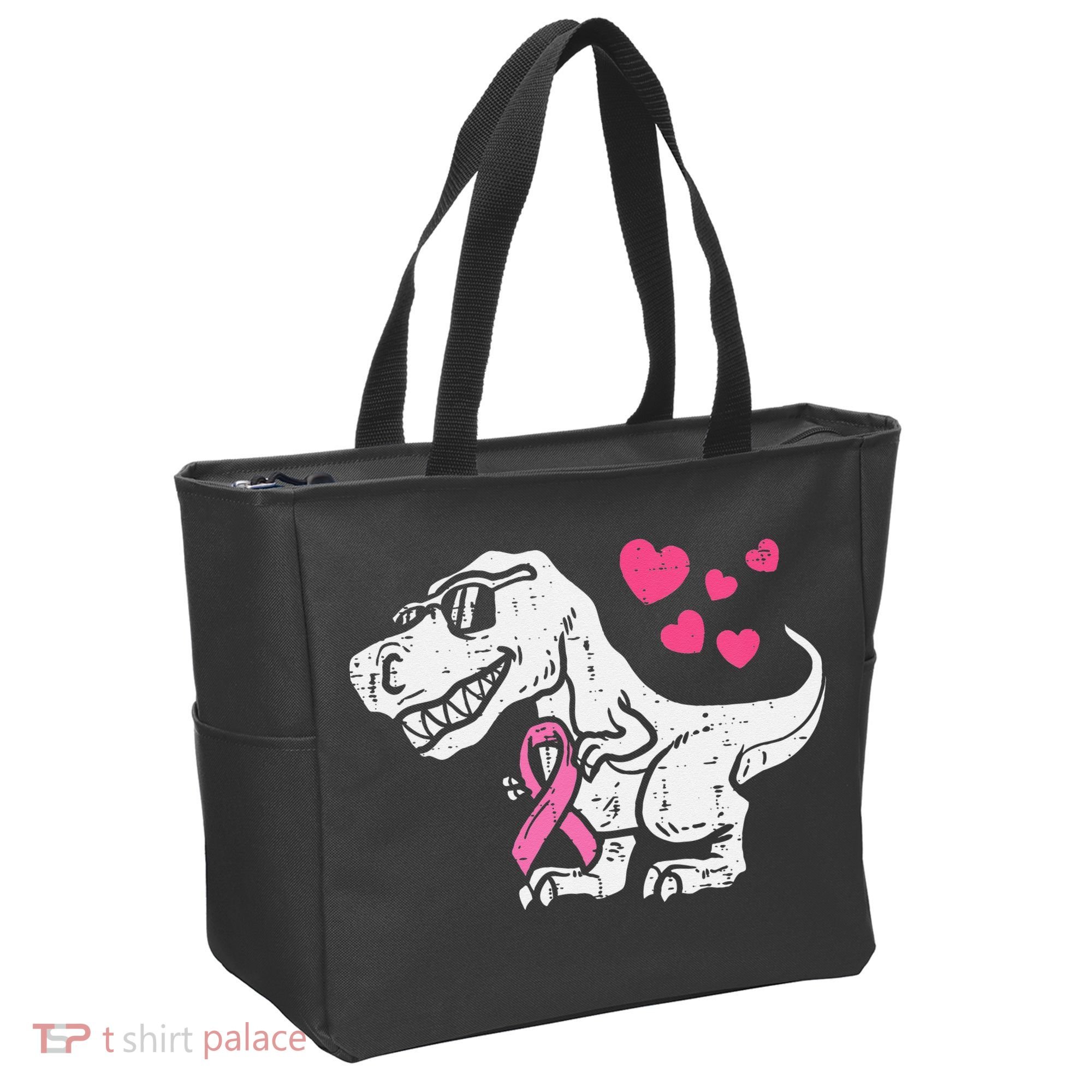 Pink Ribbon TRex Breast Cancer Awareness Tote Bag