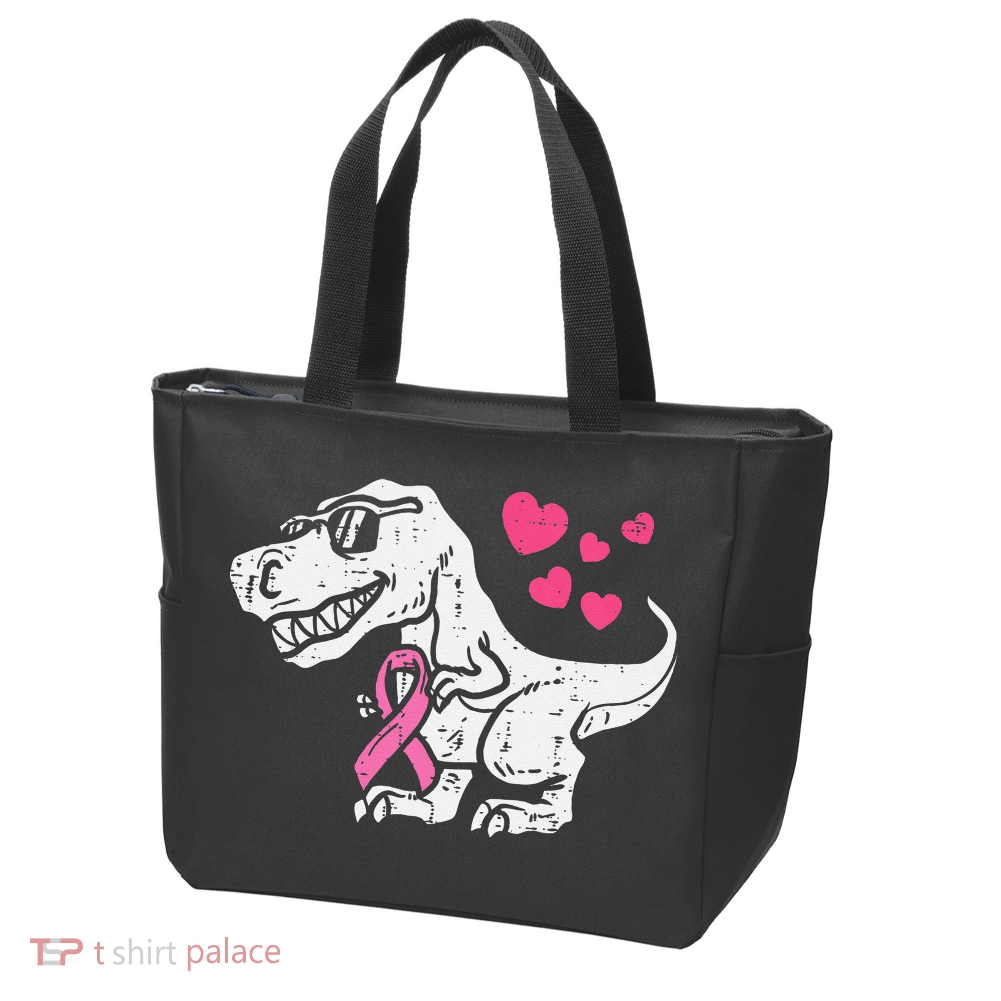 Pink Ribbon TRex Breast Cancer Awareness Tote Bag