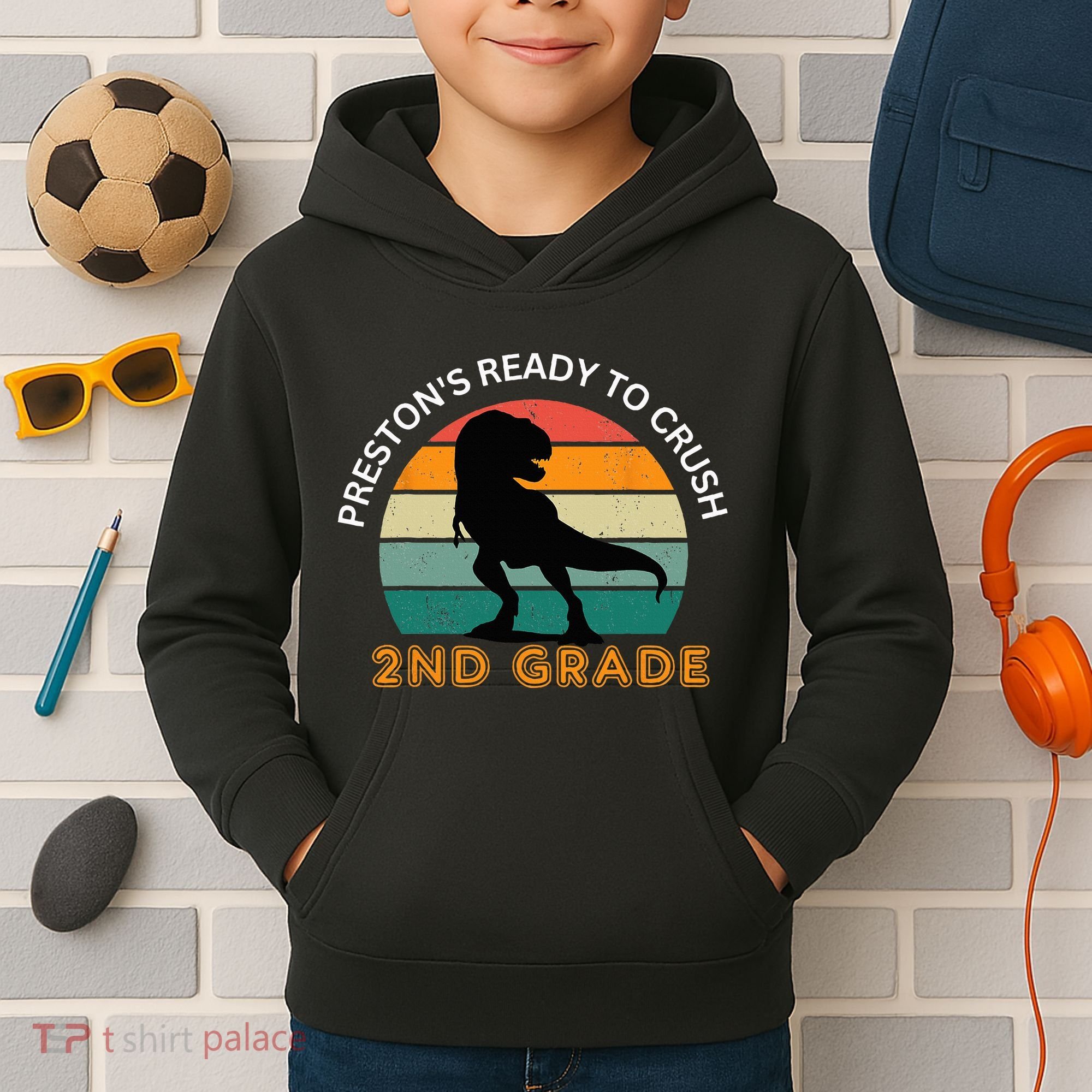 preston's ready to crush 2nd grade Kids Hoodie
