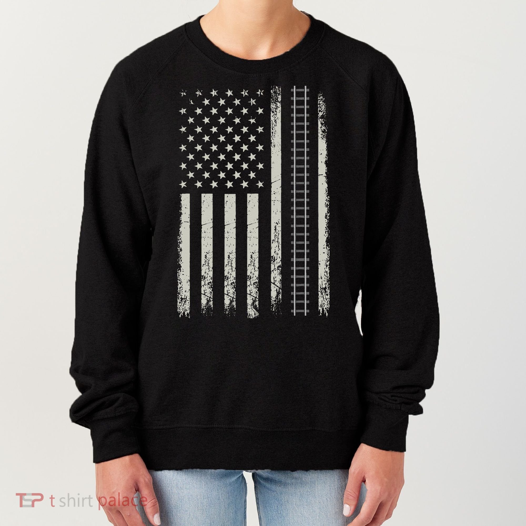Patriotic Railroad Trains American Flag Trains Lovers Women's Sweatshirt