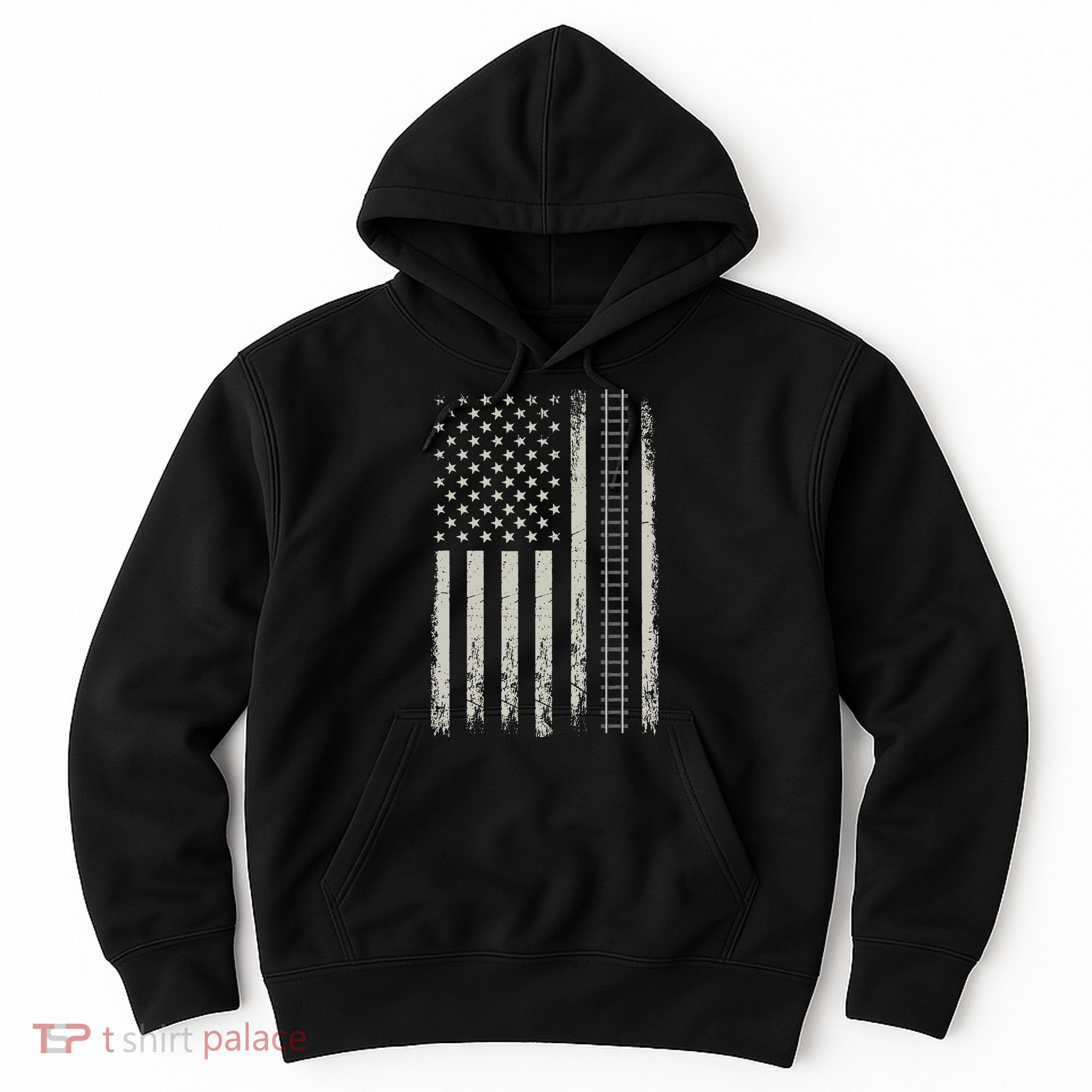 Patriotic Railroad Trains American Flag Trains Lovers Hoodie