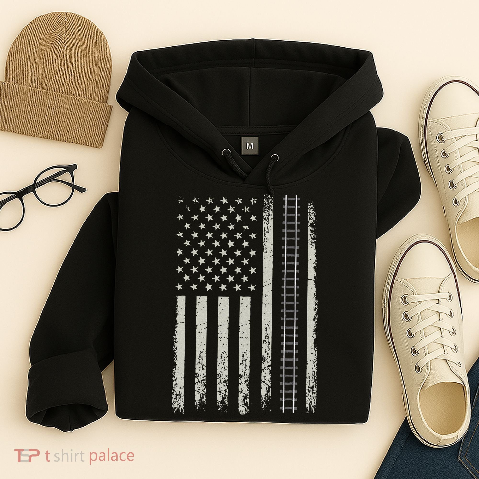 Patriotic Railroad Trains American Flag Trains Lovers Hoodie