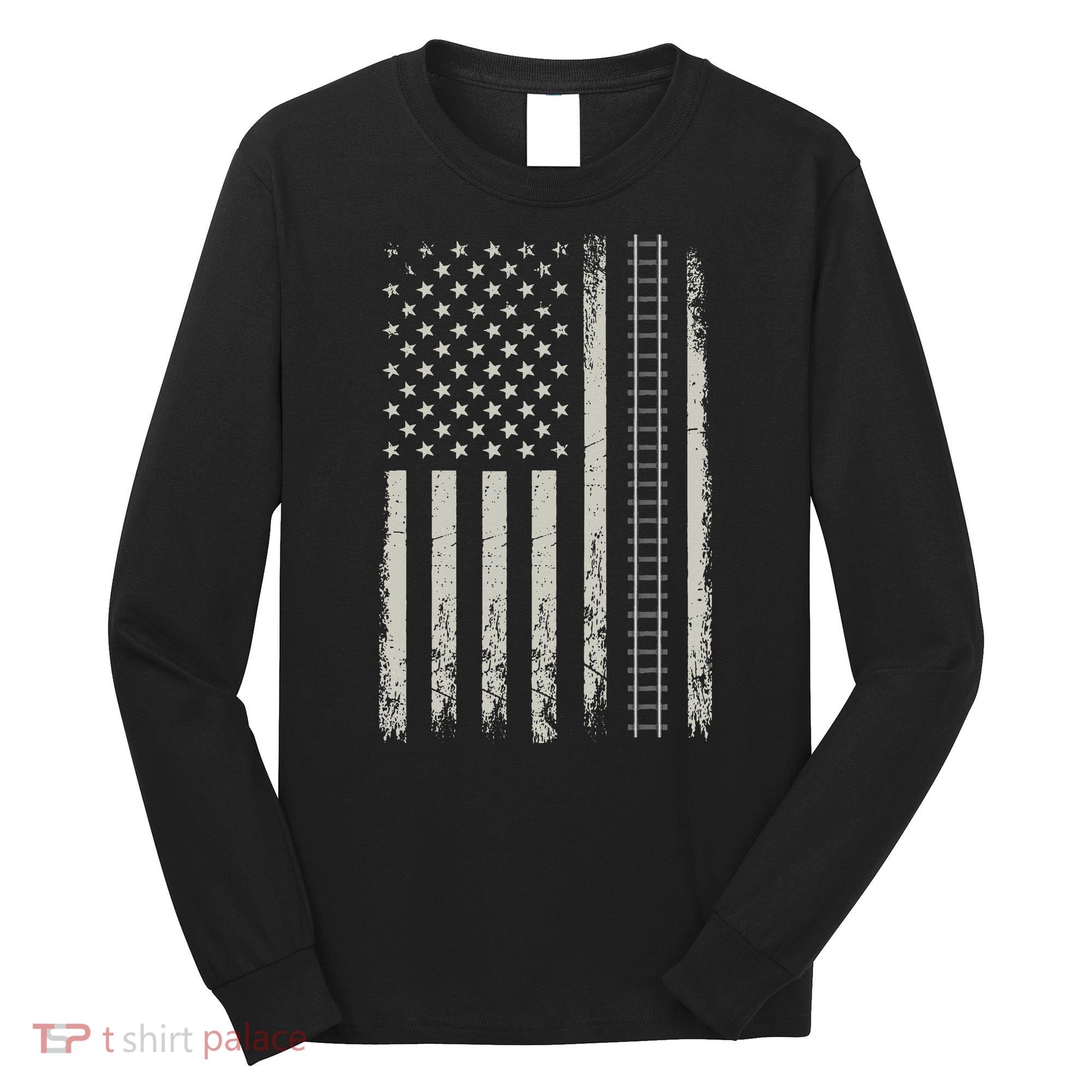 Patriotic Railroad Trains American Flag Trains Lovers Long Sleeve Shirt