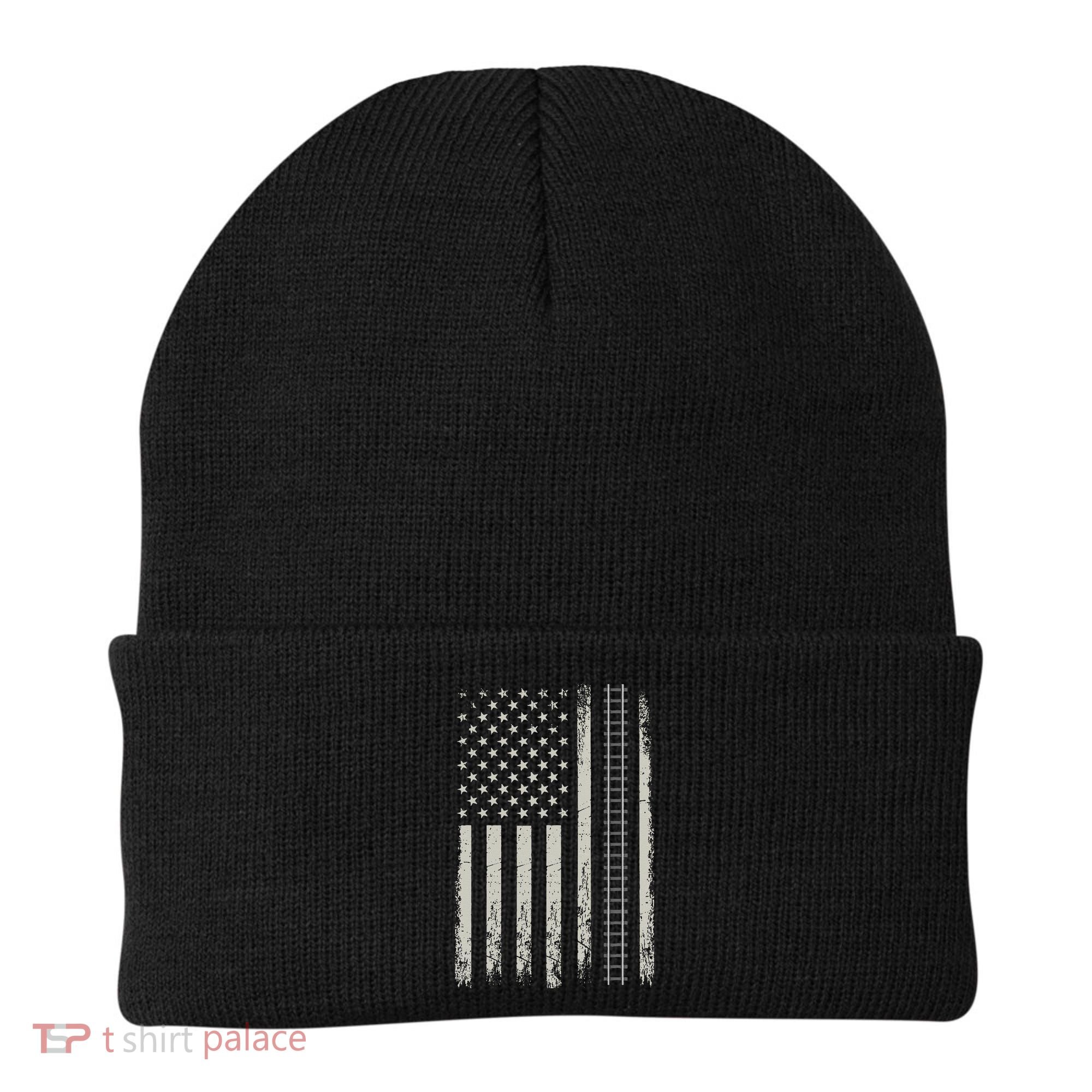 Patriotic Railroad Trains American Flag Trains Lovers Beanie