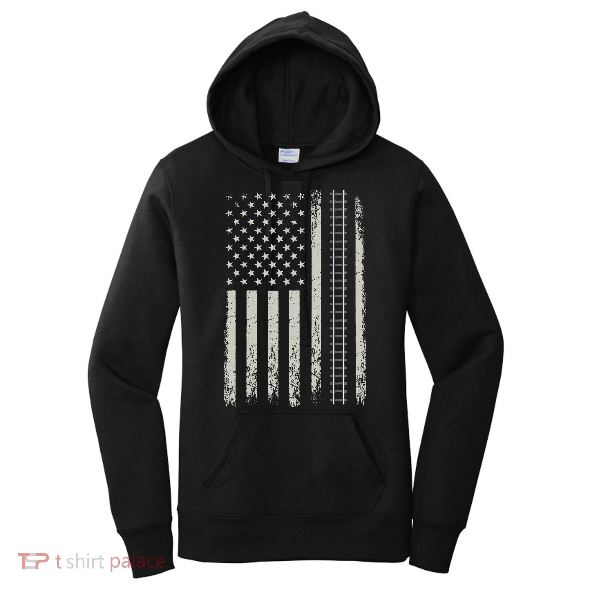 Patriotic Railroad Trains American Flag Trains Lovers Women's Hoodie