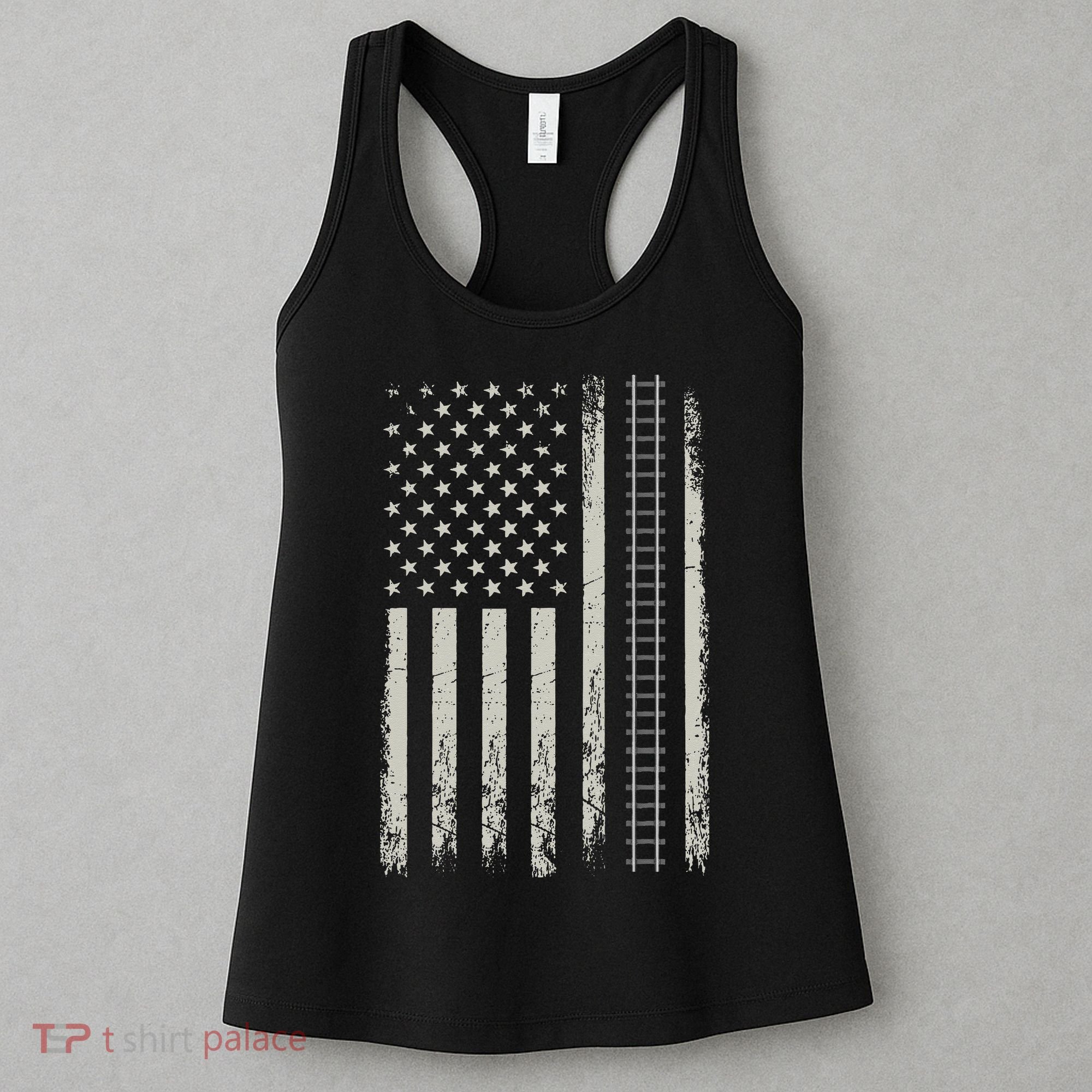 Patriotic Railroad Trains American Flag Trains Lovers Women's Tank Top