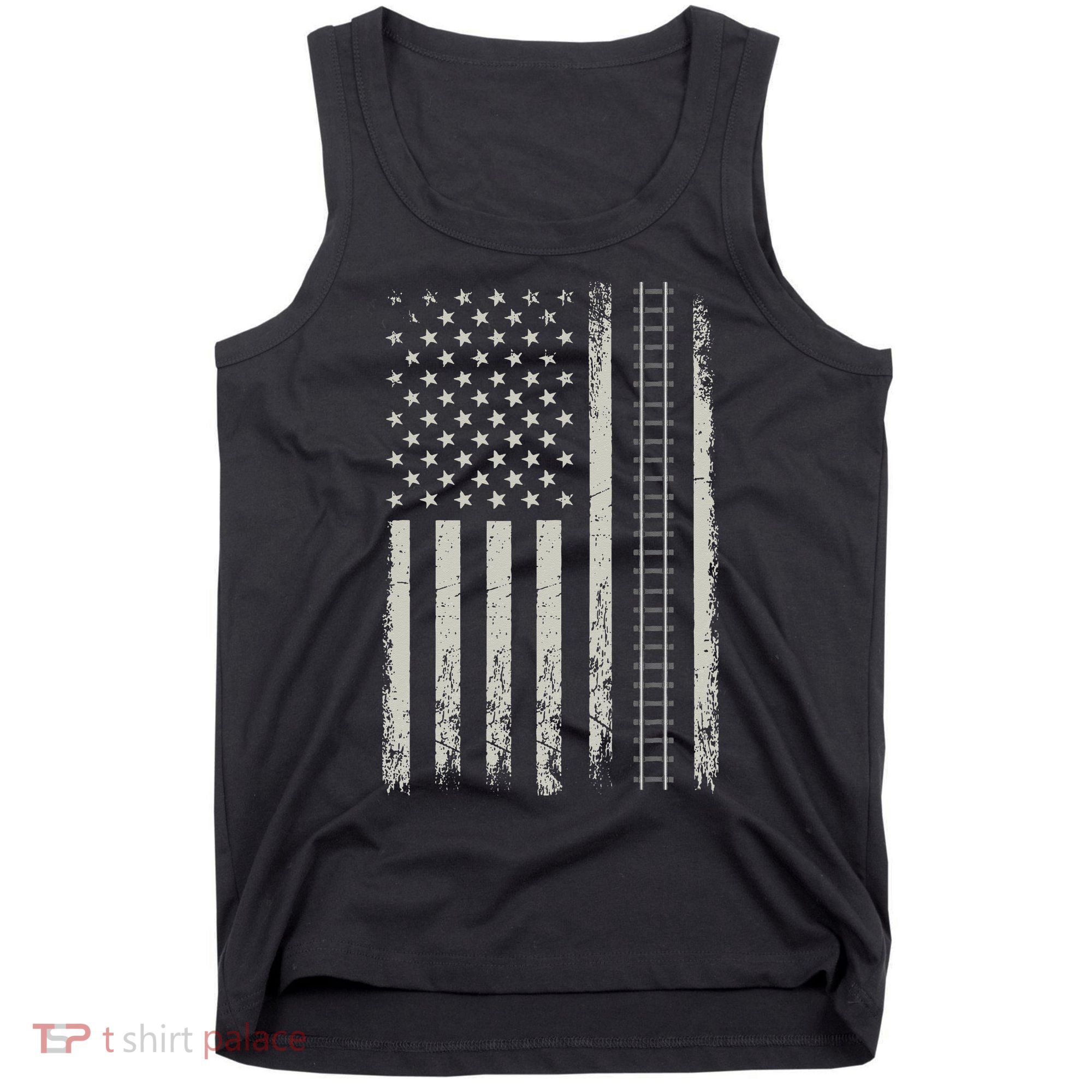 Patriotic Railroad Trains American Flag Trains Lovers Tank Top