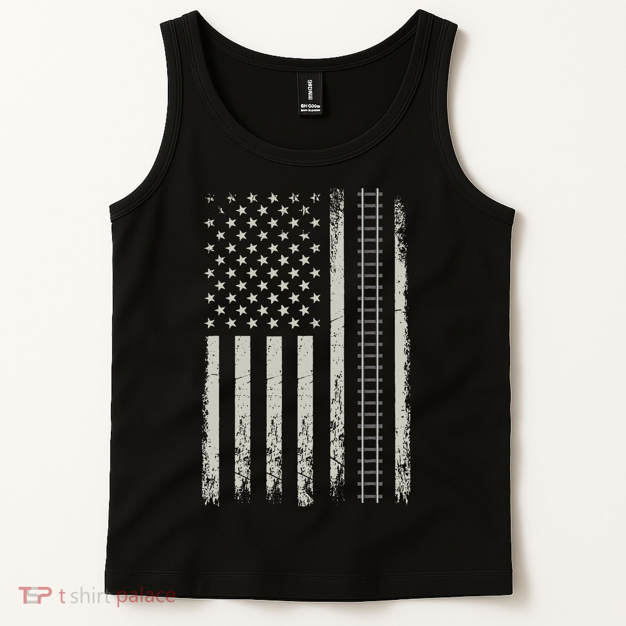 Patriotic Railroad Trains American Flag Trains Lovers Tank Top