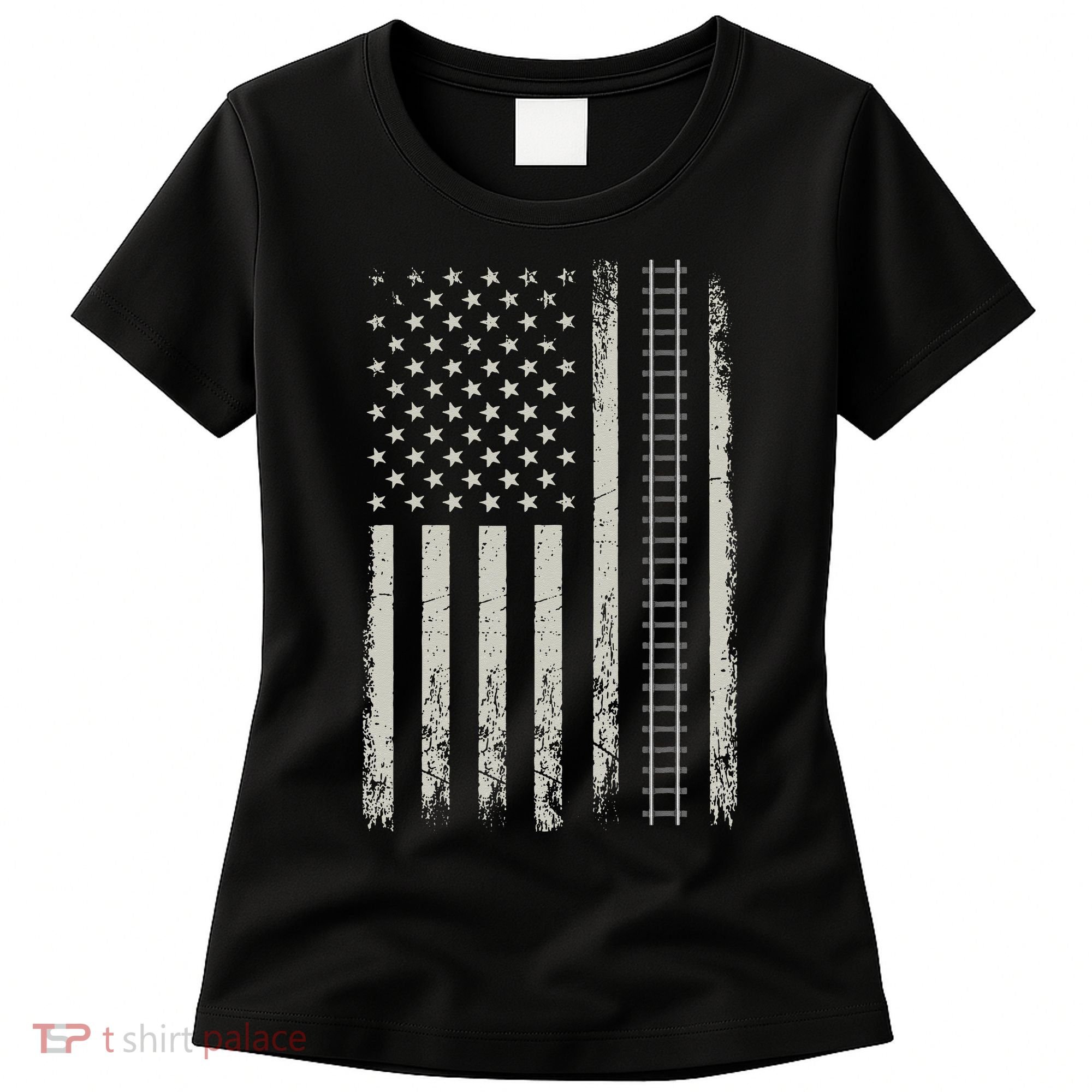 Patriotic Railroad Trains American Flag Trains Lovers Women's T-Shirt