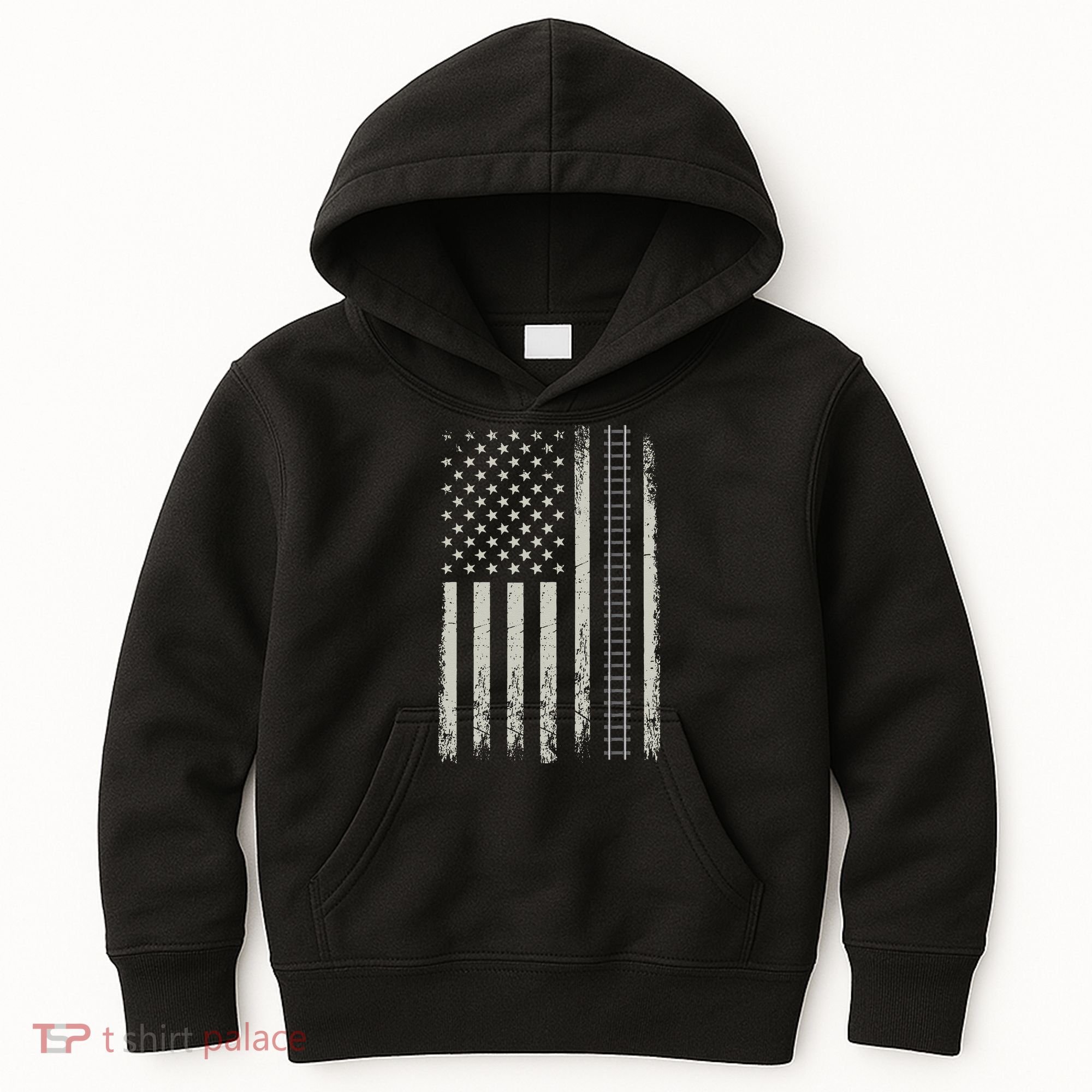 Patriotic Railroad Trains American Flag Trains Lovers Kids Hoodie
