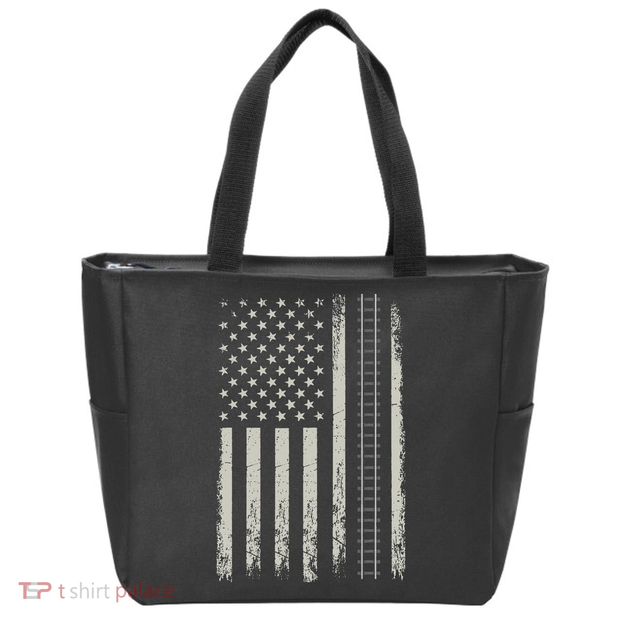 Patriotic Railroad Trains American Flag Trains Lovers Tote Bag