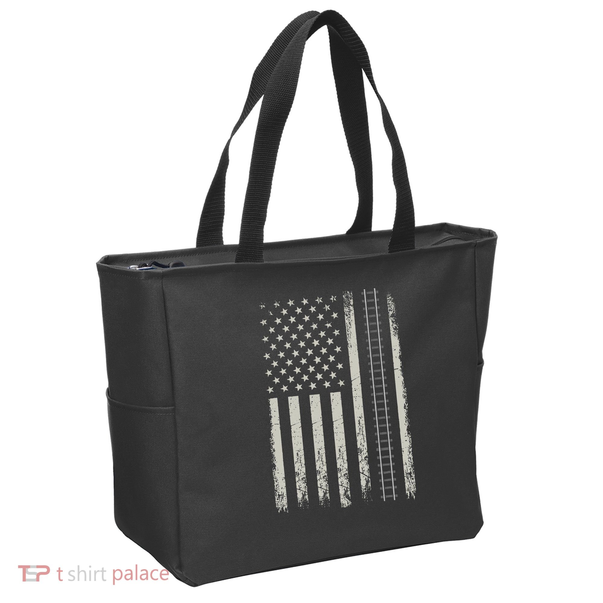 Patriotic Railroad Trains American Flag Trains Lovers Tote Bag