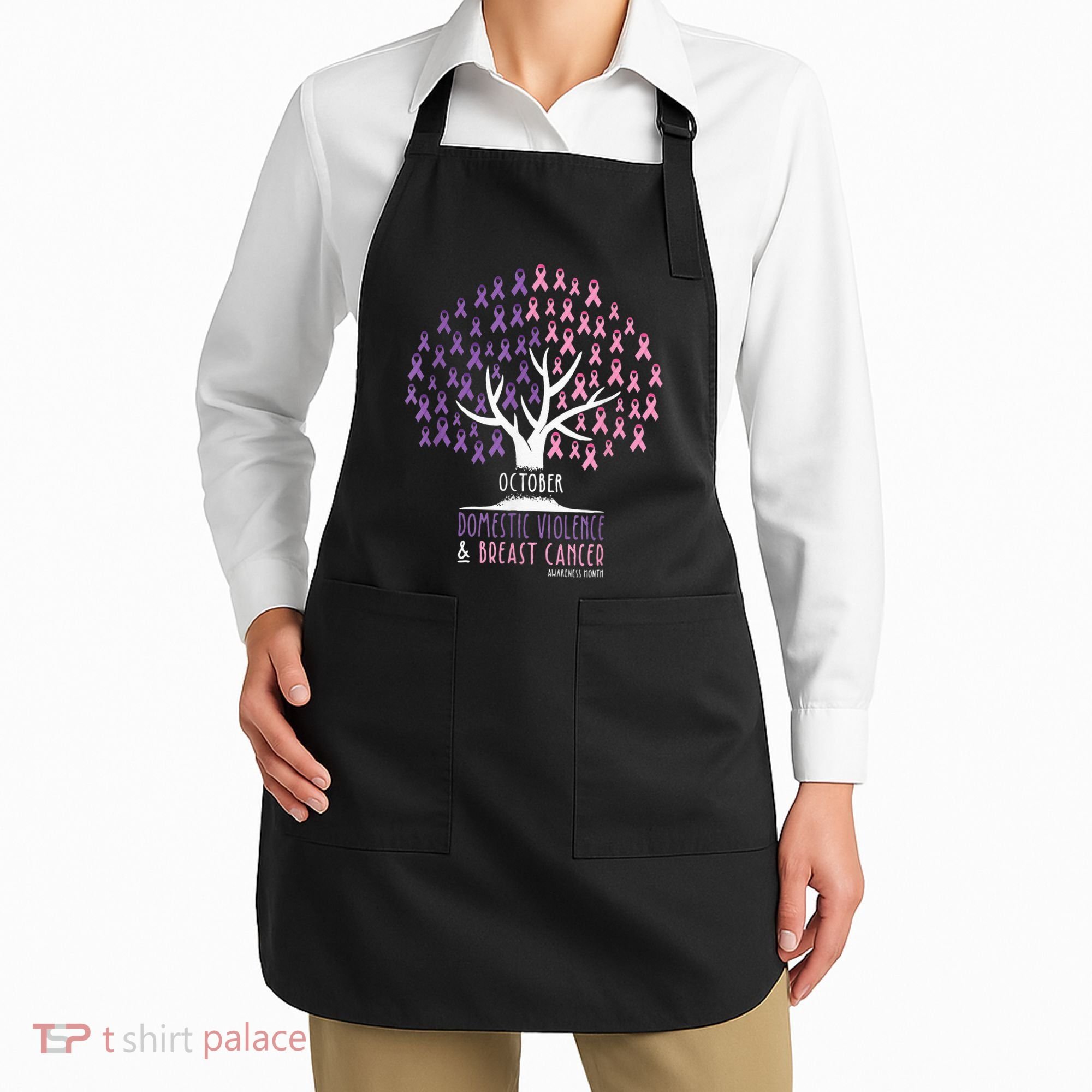 Pink Ribbon TreeBreast Cancer & Domestic Violence Awareness Apron