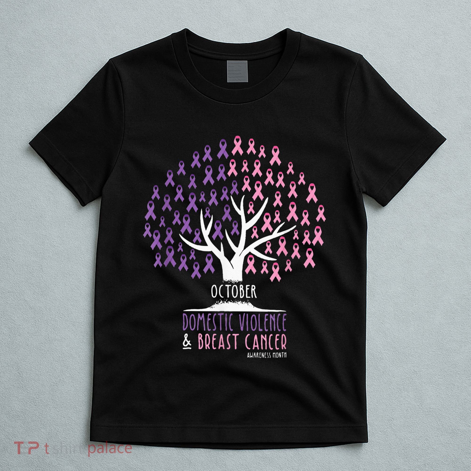 Pink Ribbon TreeBreast Cancer & Domestic Violence Awareness T-Shirt