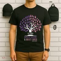 Pink Ribbon TreeBreast Cancer & Domestic Violence Awareness T-Shirt thumb 6