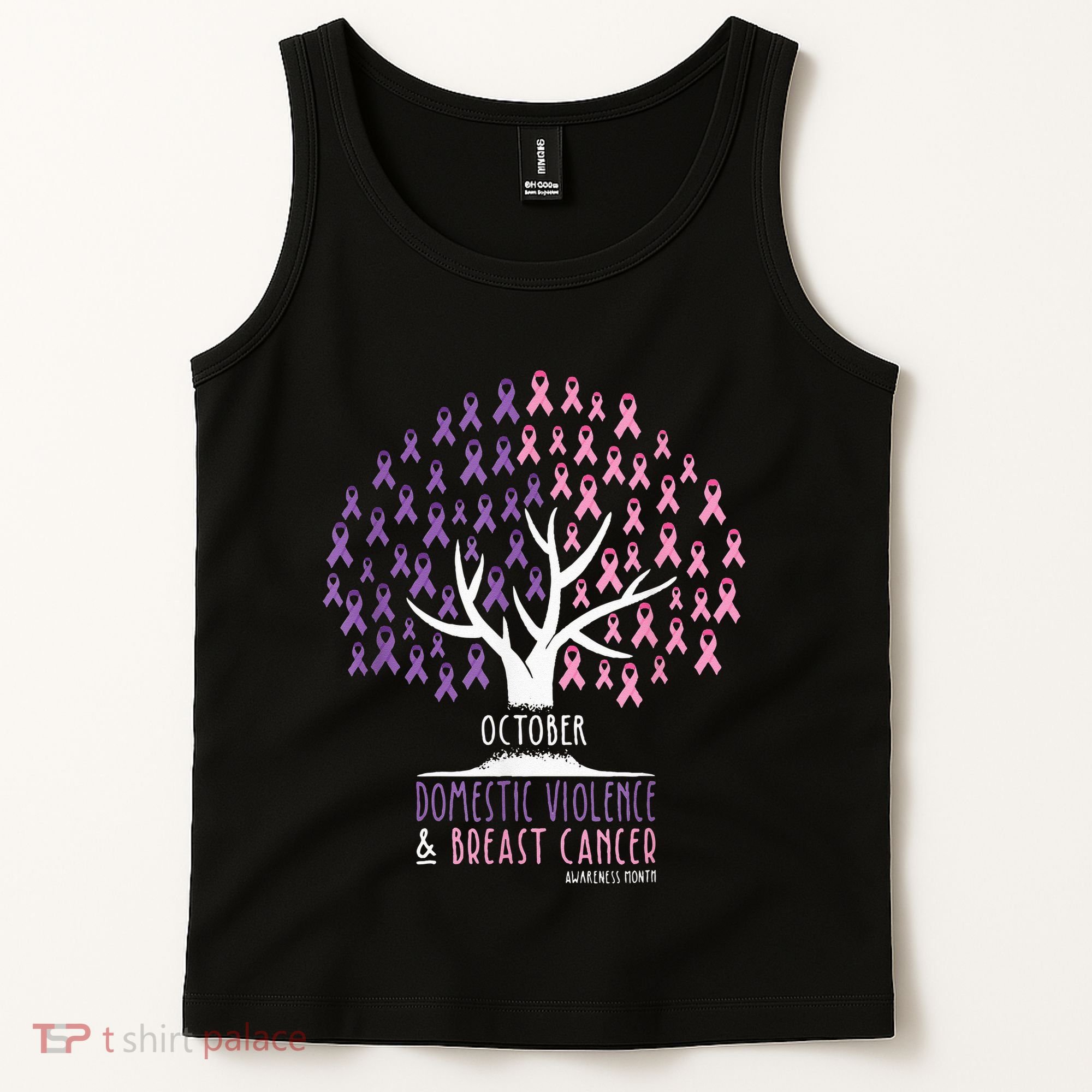 Pink Ribbon TreeBreast Cancer & Domestic Violence Awareness Tank Top