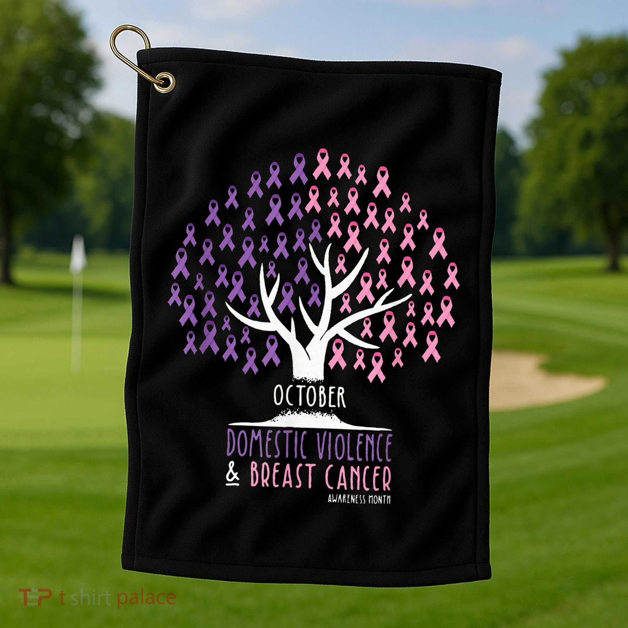 Pink Ribbon TreeBreast Cancer & Domestic Violence Awareness Golf Towel
