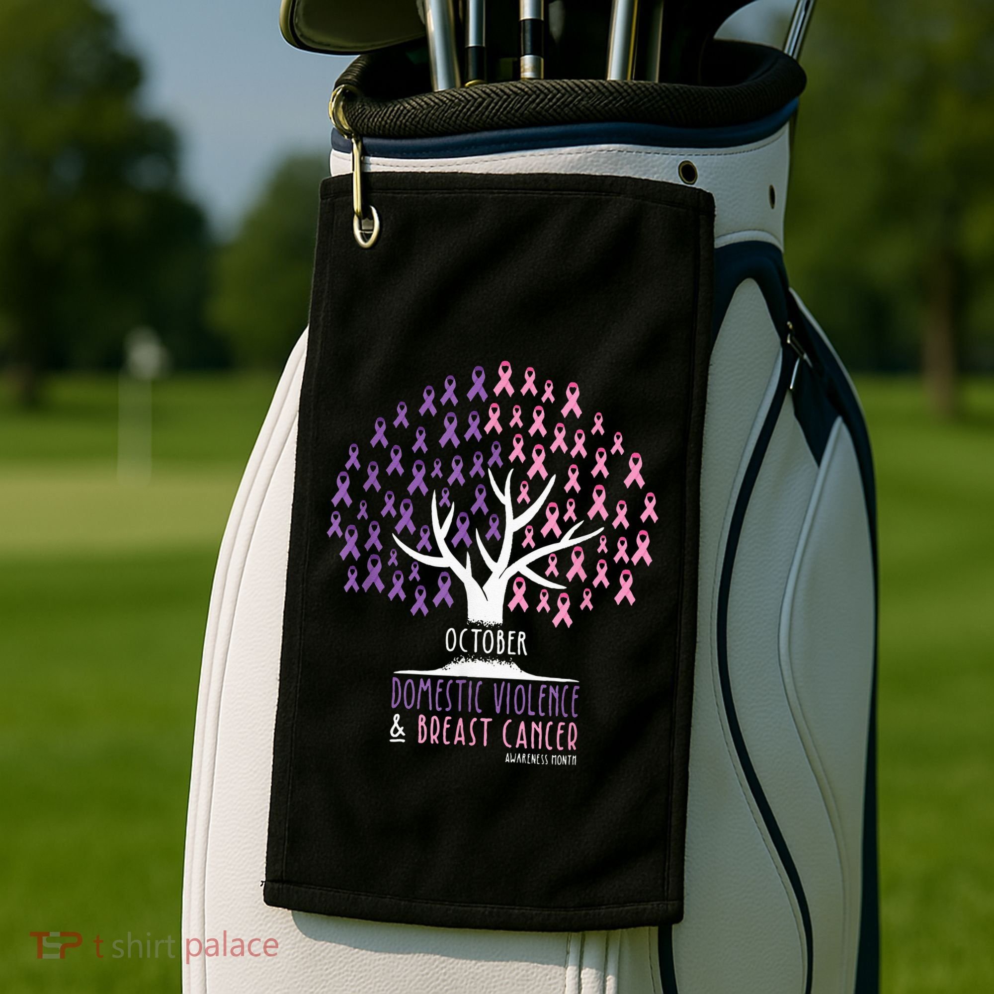 Pink Ribbon TreeBreast Cancer & Domestic Violence Awareness Golf Towel