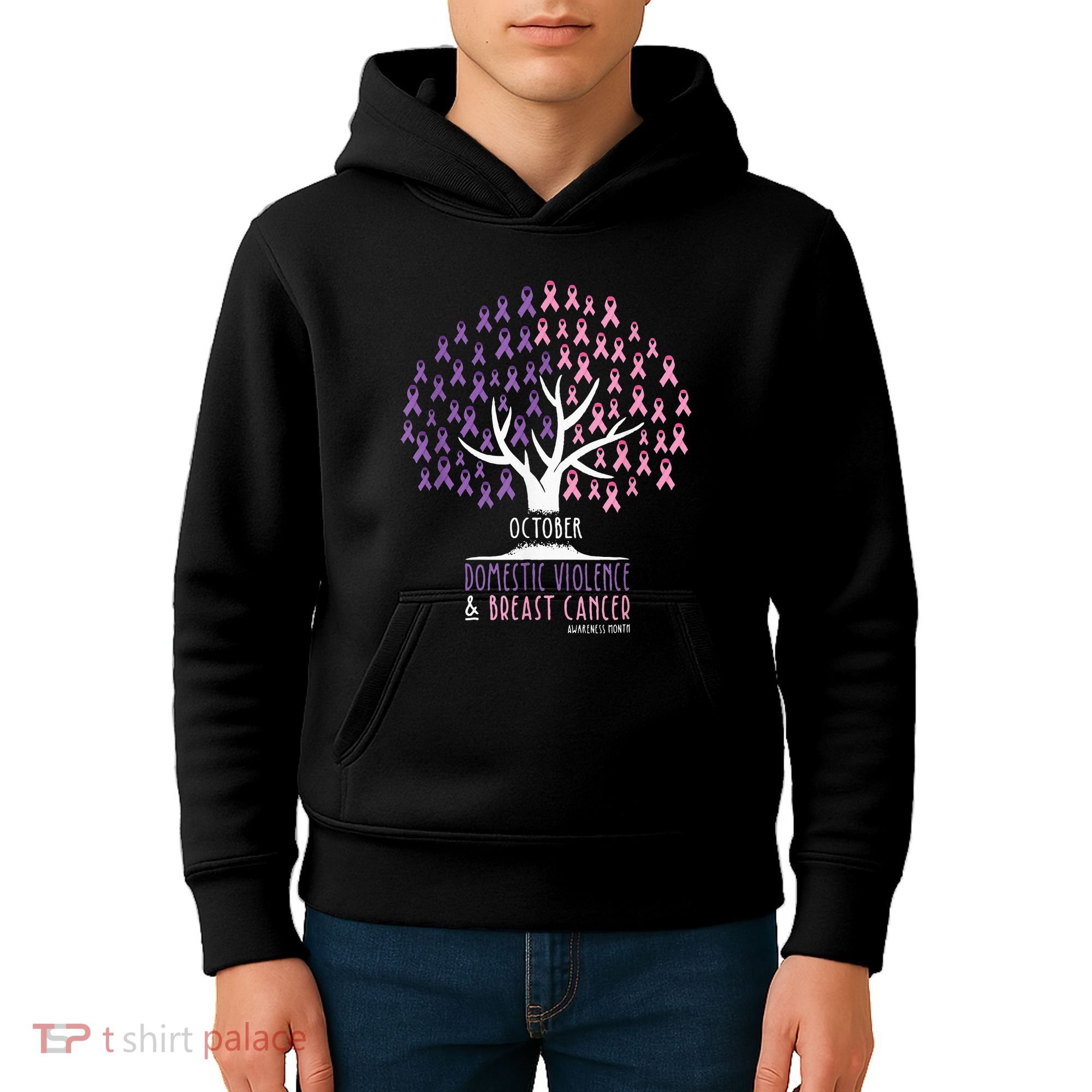 Pink Ribbon TreeBreast Cancer & Domestic Violence Awareness Kids Hoodie