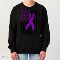 Purple Ribbon US Flag Epileptic Epilepsy Awareness Month Women's Sweatshirt thumb 0