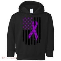 Purple Ribbon US Flag Epileptic Epilepsy Awareness Month Toddler Hoodie thumb 0